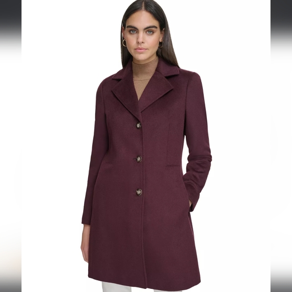 CK CASHMERE Wool Blend Coat NEW Size 8 Red Calvin Klein - Picture 6 of 16